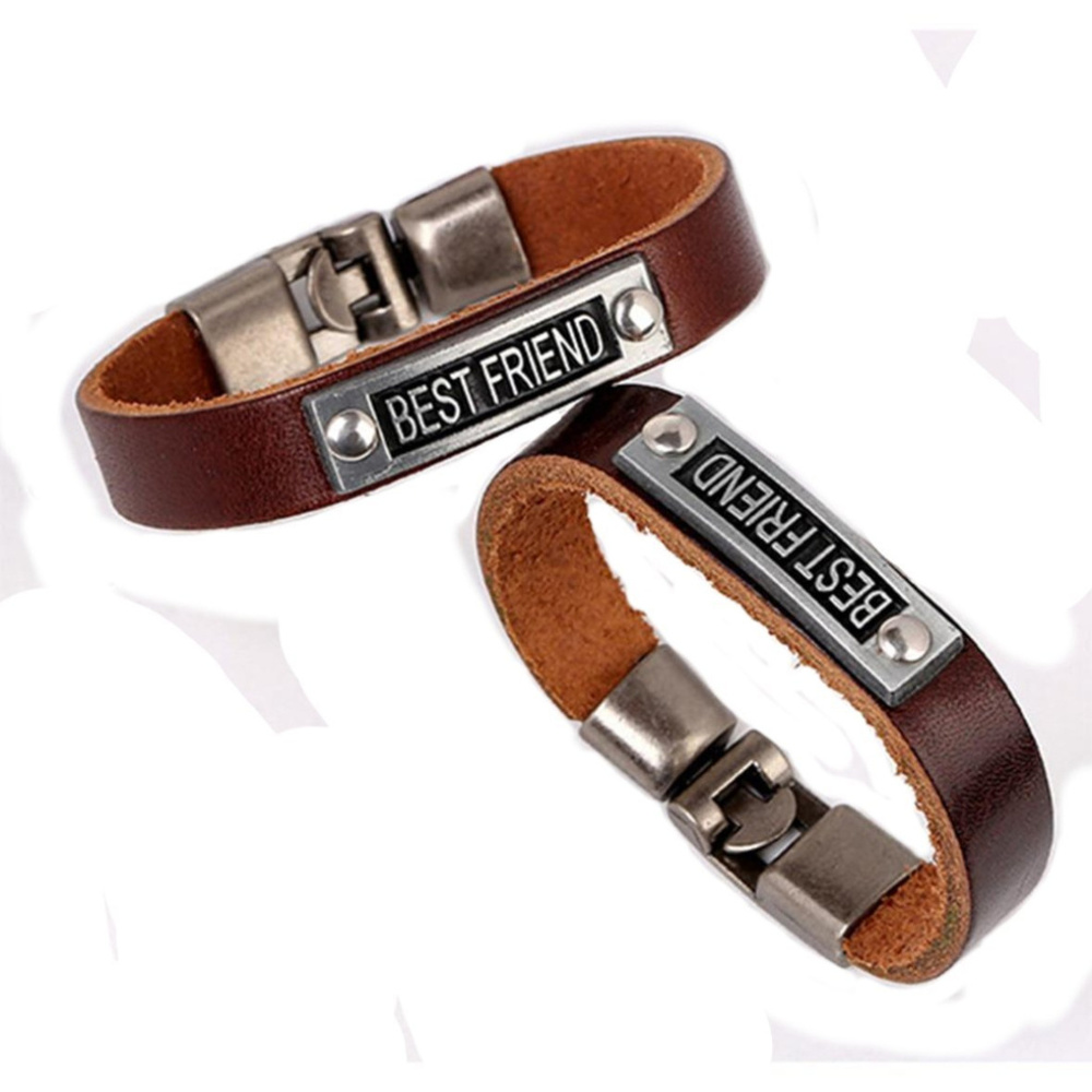 2 Piece Leather Best Friend Bracelet BFF J-337